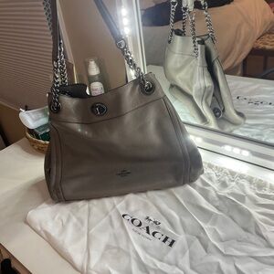 Coach Taupe Leather Shoulder Bag